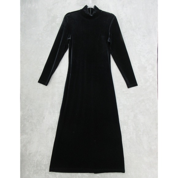 Express Dresses & Skirts - Vintage Express Dress Womens Size 6 Tricot Velvet Mock Maxi Stretch 90s Black